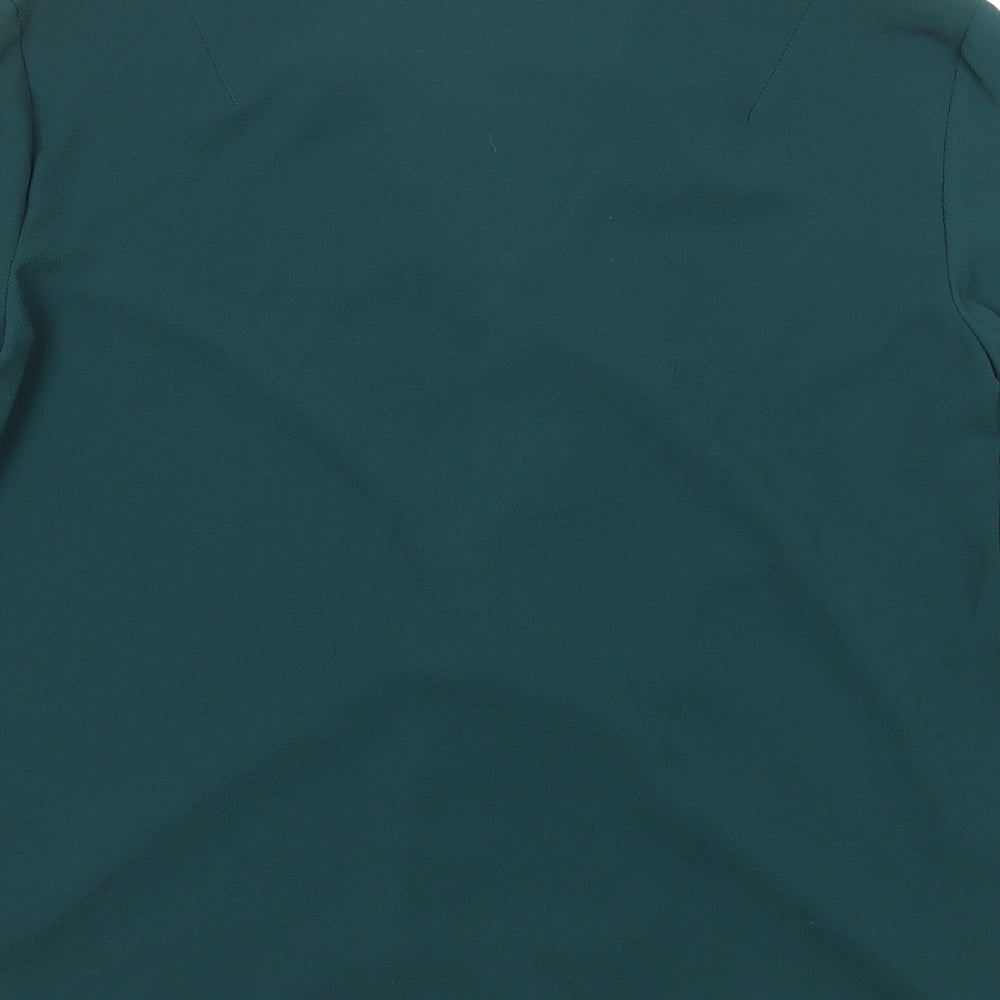 Topshop Womens Green Polyester Basic Blouse Size 14 V-Neck - Front Twist