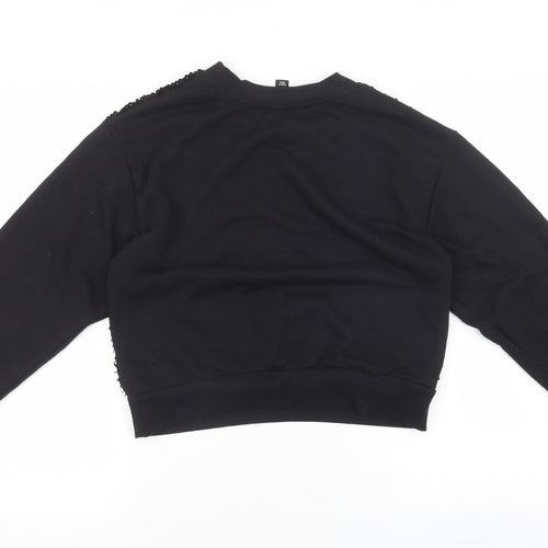 New Look Womens Black Geometric Polyester Pullover Sweatshirt Size 10 Pullover - Sequin detail.