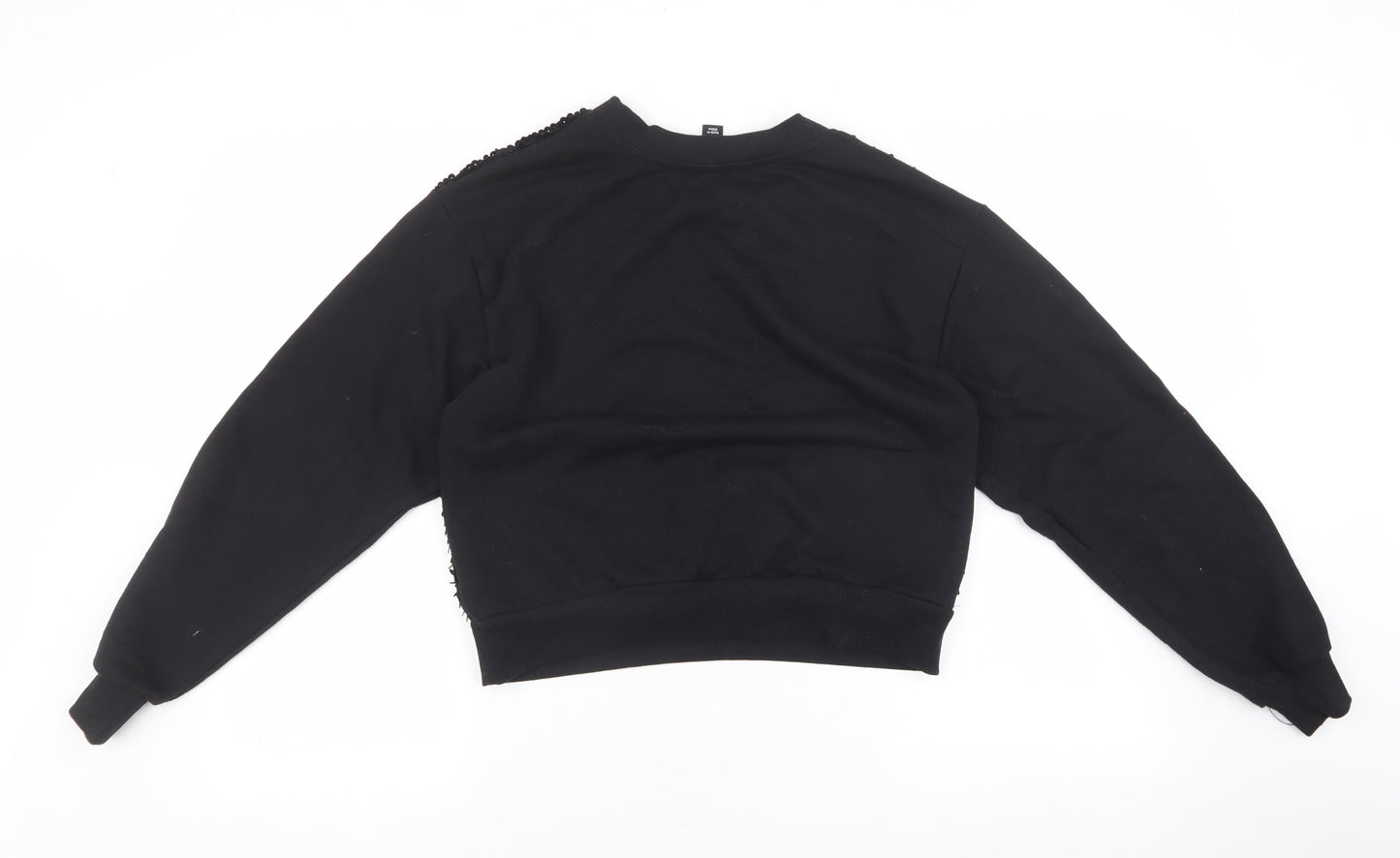 New Look Womens Black Geometric Polyester Pullover Sweatshirt Size 10 Pullover - Sequin detail.