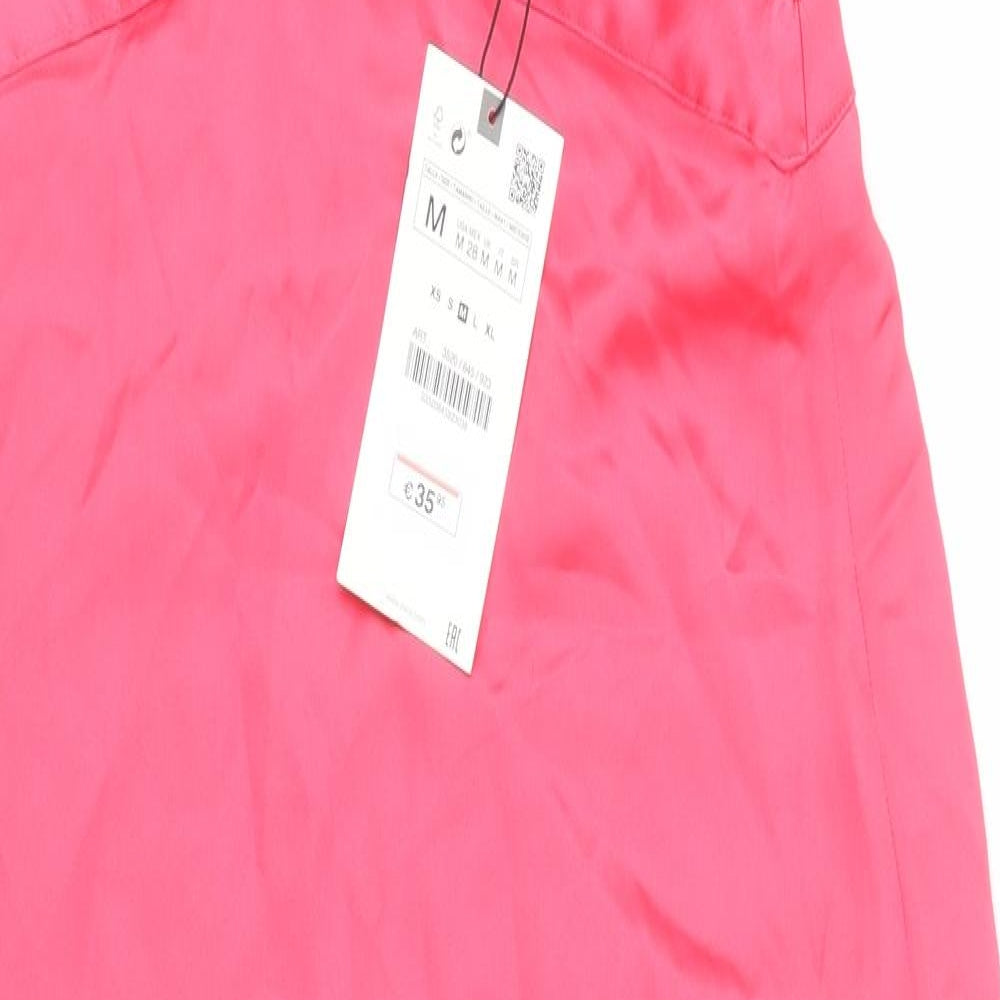 Zara Womens Pink Polyester Maxi Size M V-Neck Zip - Cut out sides
