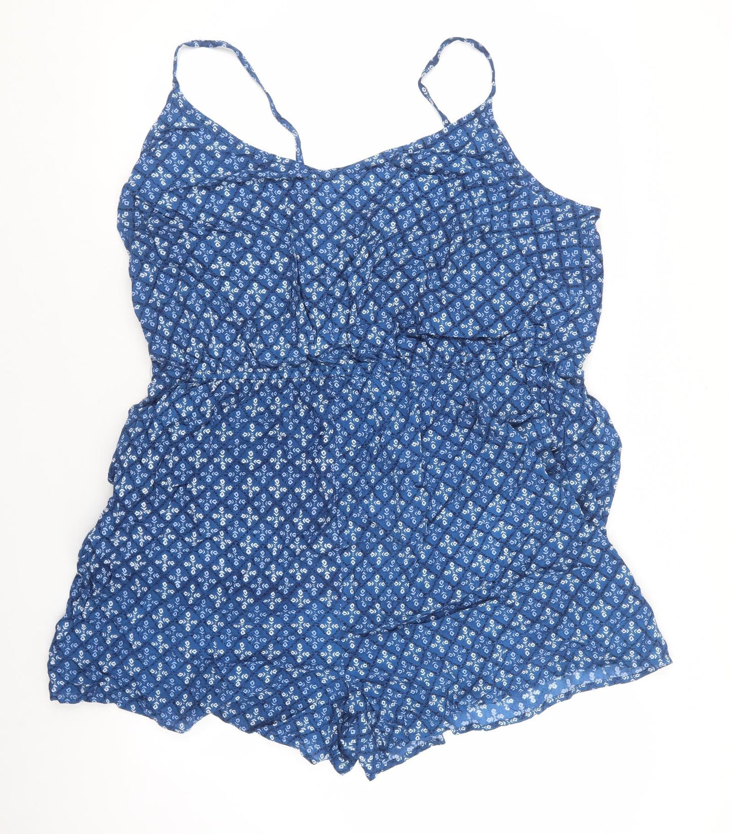 Yours Womens Blue Floral Viscose Playsuit One-Piece Size 22 Pullover - Stretch Waistband Size 22-24