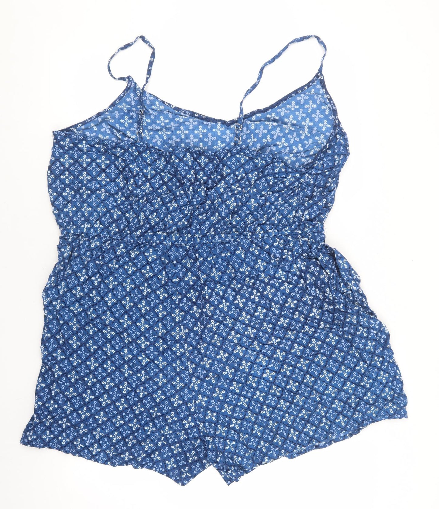 Yours Womens Blue Floral Viscose Playsuit One-Piece Size 22 Pullover - Stretch Waistband Size 22-24