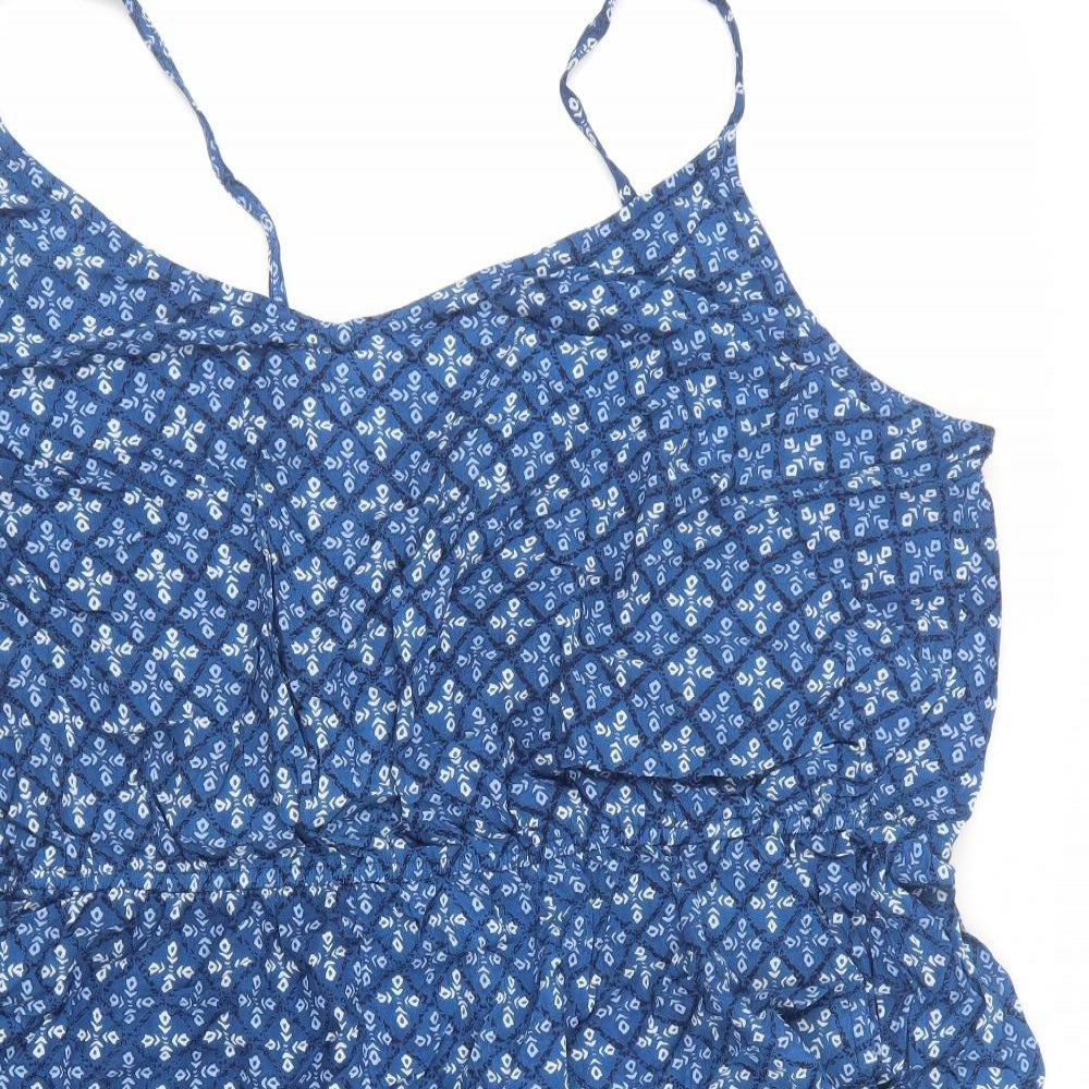 Yours Womens Blue Floral Viscose Playsuit One-Piece Size 22 Pullover - Stretch Waistband Size 22-24