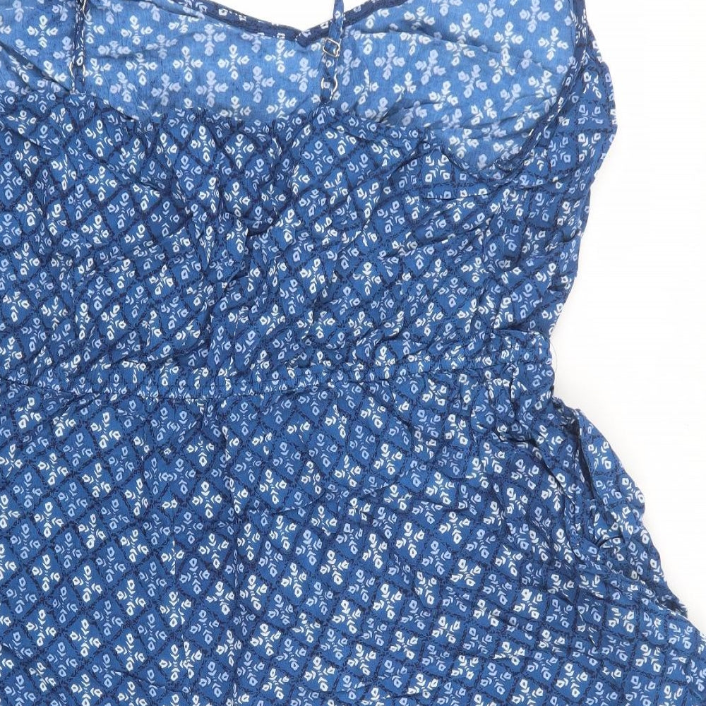 Yours Womens Blue Floral Viscose Playsuit One-Piece Size 22 Pullover - Stretch Waistband Size 22-24