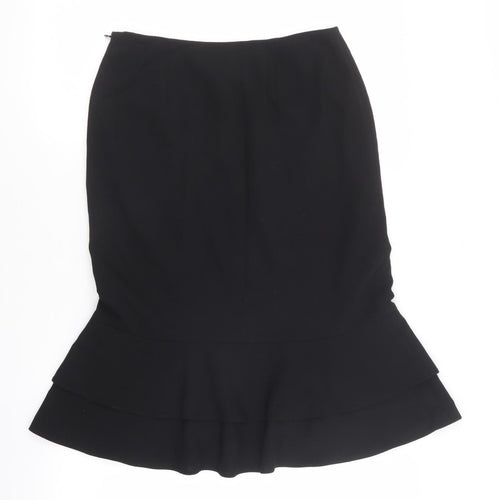 Precis Womens Black Polyester Flare Skirt Size 10 Zip