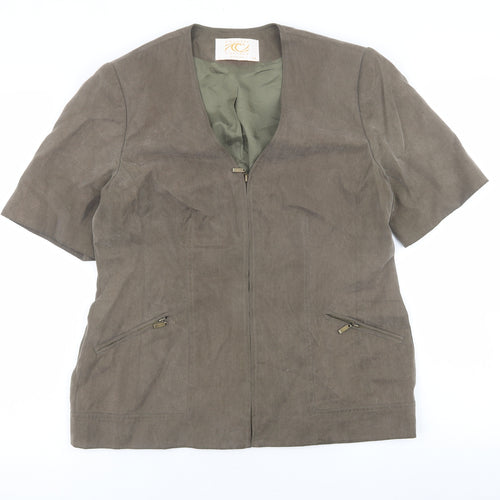 Country Casuals Womens Green Jacket Coat Size 12 Zip - Short sleeves