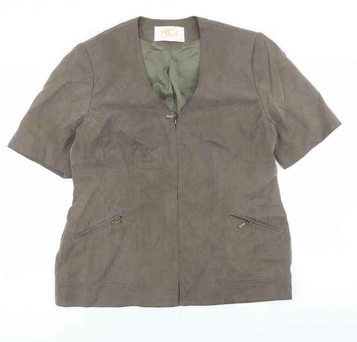 Country Casuals Womens Green Jacket Coat Size 12 Zip - Short sleeves