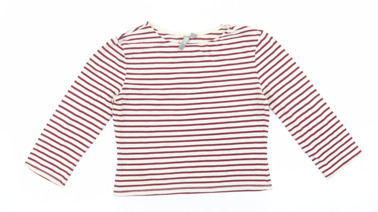 ASOS Womens Red Striped Cotton Basic T-Shirt Size 8 Round Neck
