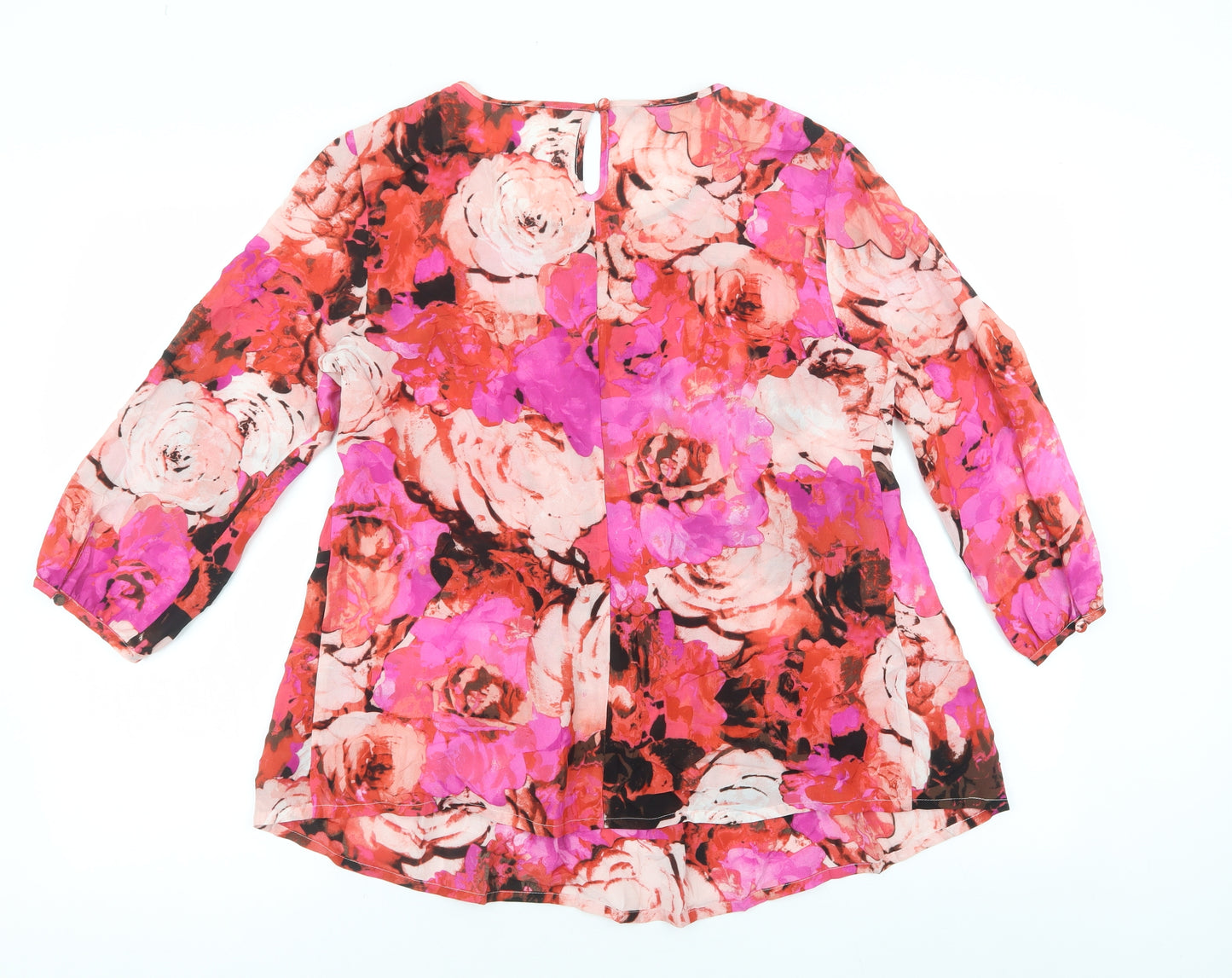Laura Ashley Womens Multicoloured Floral Viscose Basic Blouse Size 12 Scoop Neck - Pleated front