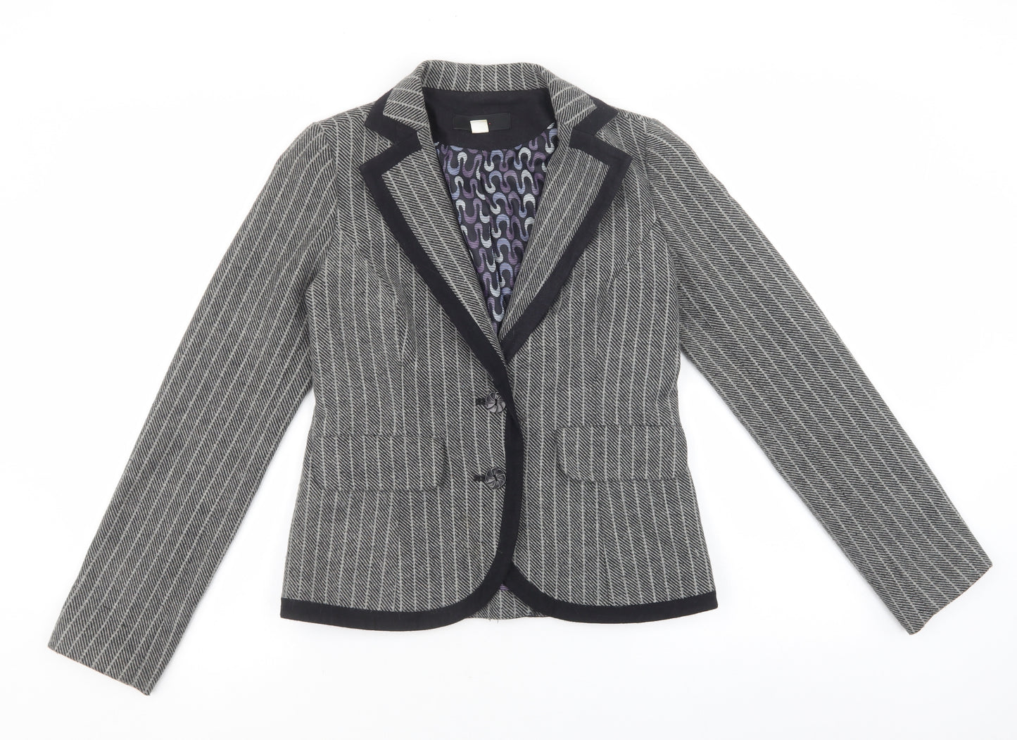 Lux Womens Grey Geometric Jacket Blazer Size S Button - Collared