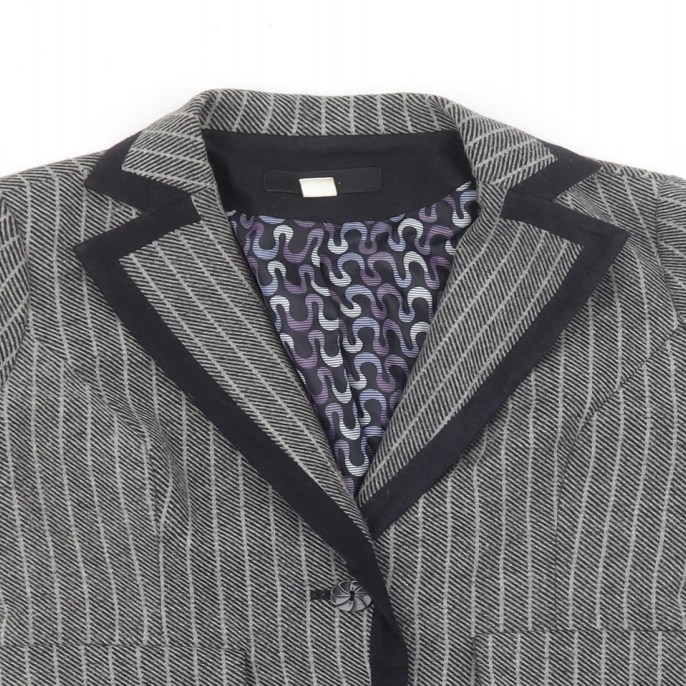Lux Womens Grey Geometric Jacket Blazer Size S Button - Collared