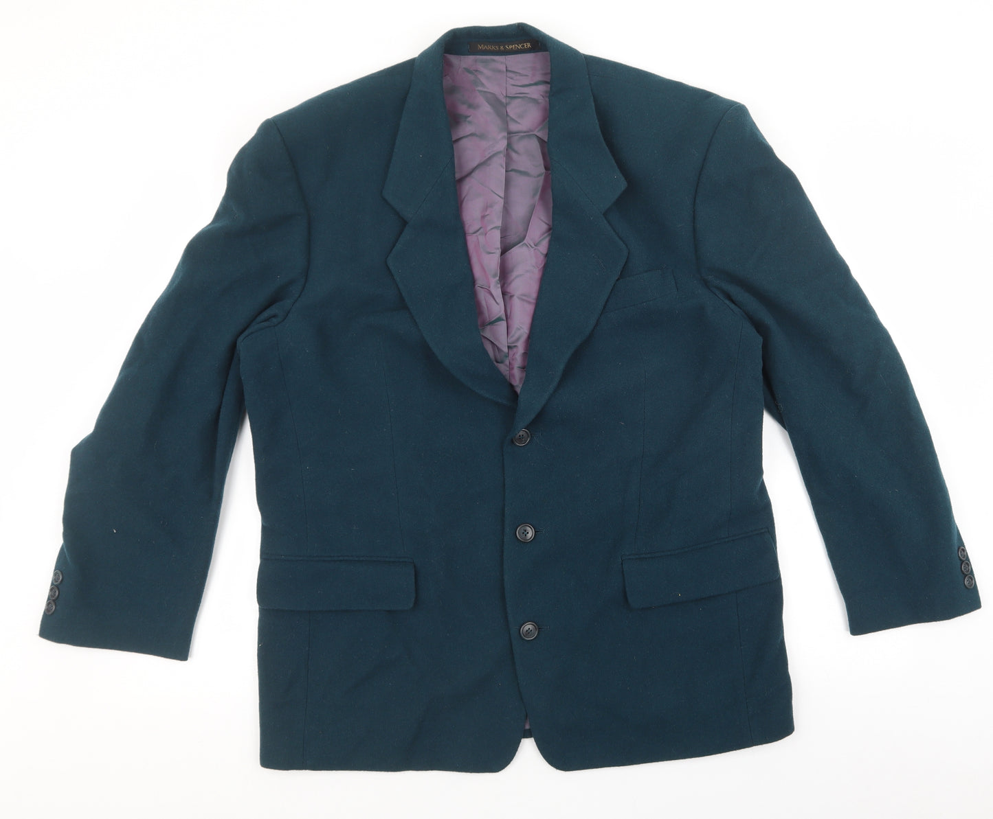 Marks and Spencer Mens Green Polyester Jacket Blazer Size 42 - Pockets