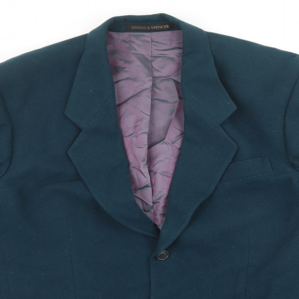 Marks and Spencer Mens Green Polyester Jacket Blazer Size 42 - Pockets