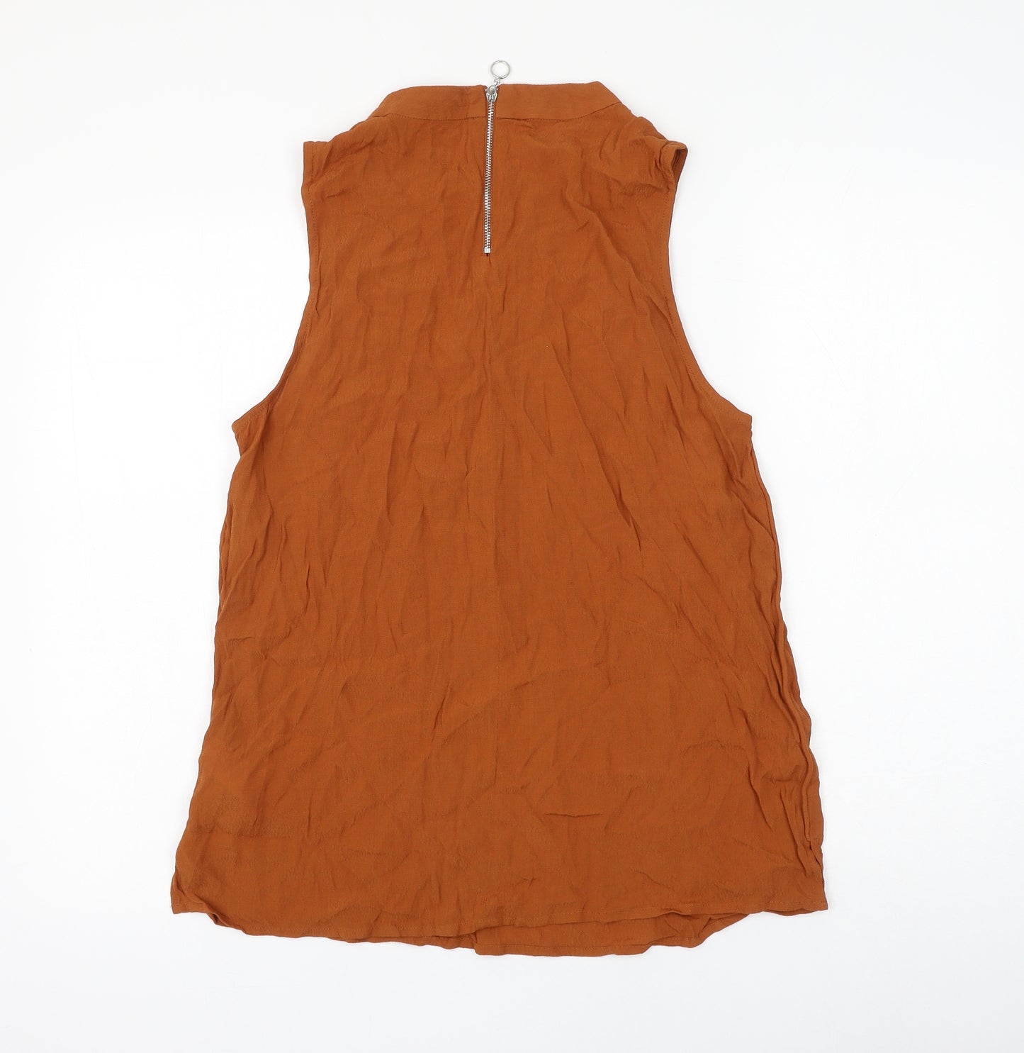 New Look Womens Brown Viscose Basic Blouse Size 12 Round Neck