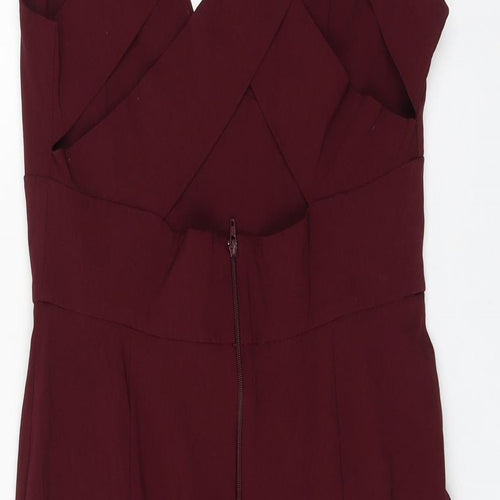 ASOS Womens Purple Viscose Pencil Dress Size 14 V-Neck Zip