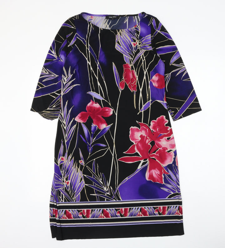 Nine West Womens Multicoloured Floral Polyester Shift Size 14 Boat Neck Pullover