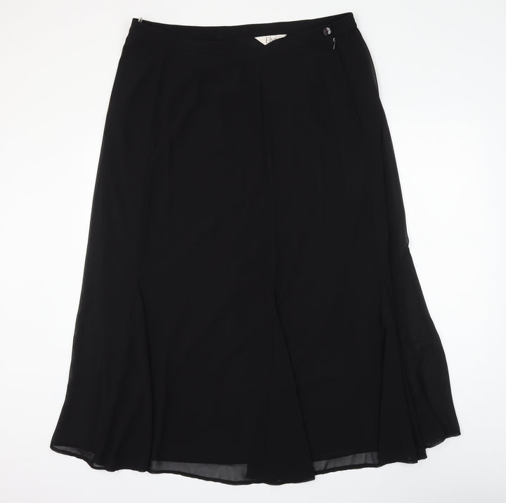 ELVI Womens Black Polyester Flare Skirt Size 38 in Zip