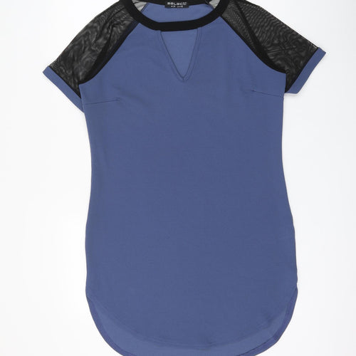 Select Womens Blue Polyester Shift Size 14 Round Neck Pullover