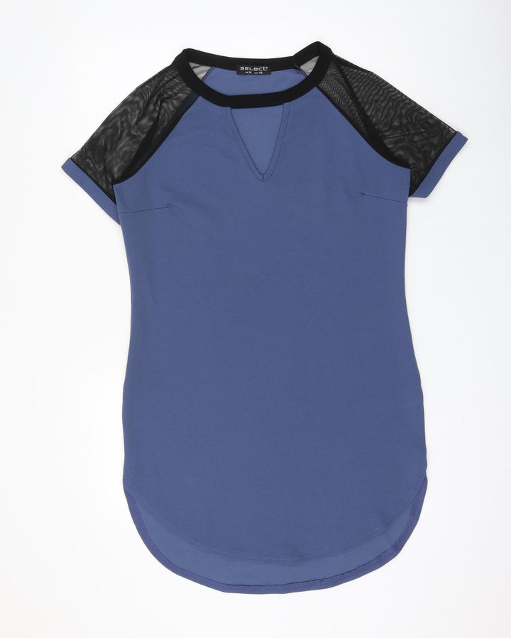 Select Womens Blue Polyester Shift Size 14 Round Neck Pullover