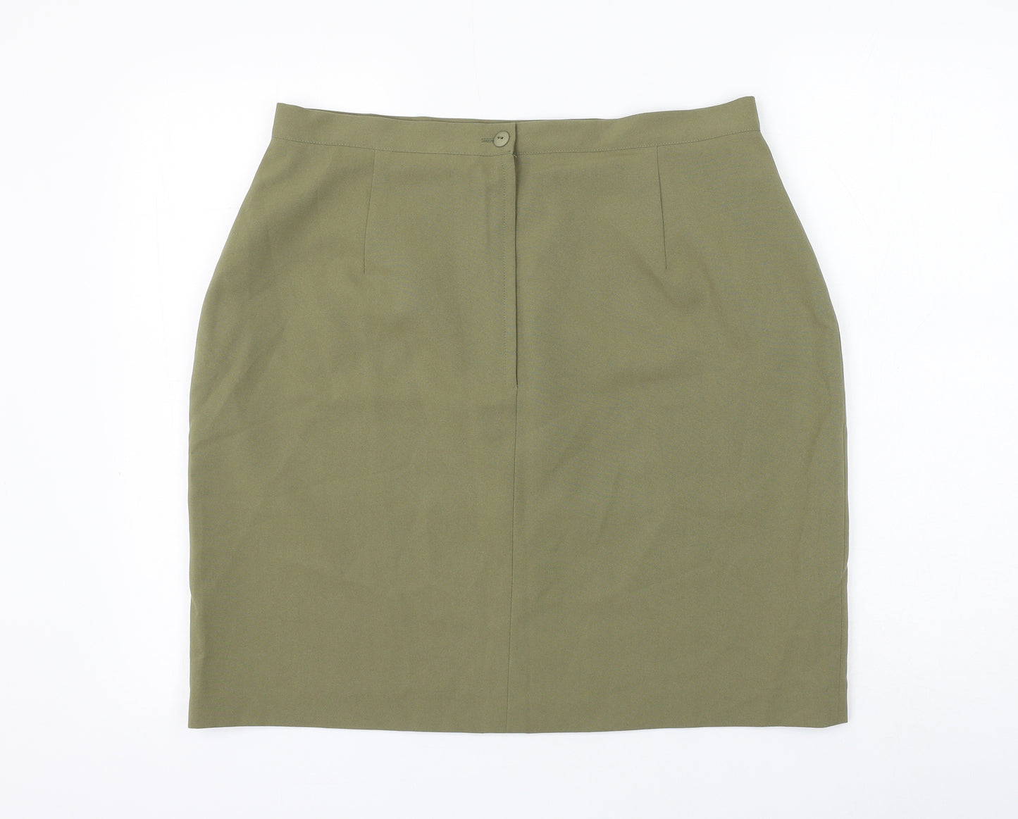 Preworn Womens Green Polyester Mini Skirt Size 18 Zip