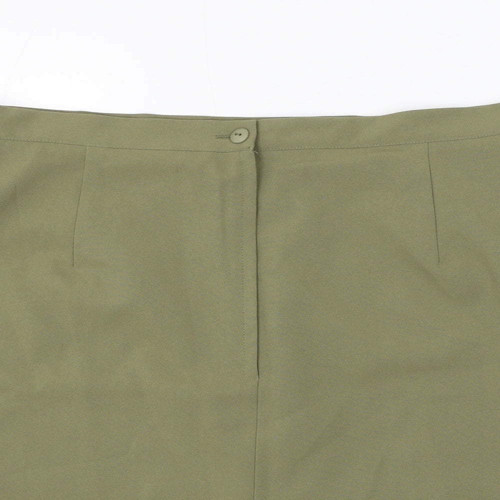 Preworn Womens Green Polyester Mini Skirt Size 18 Zip