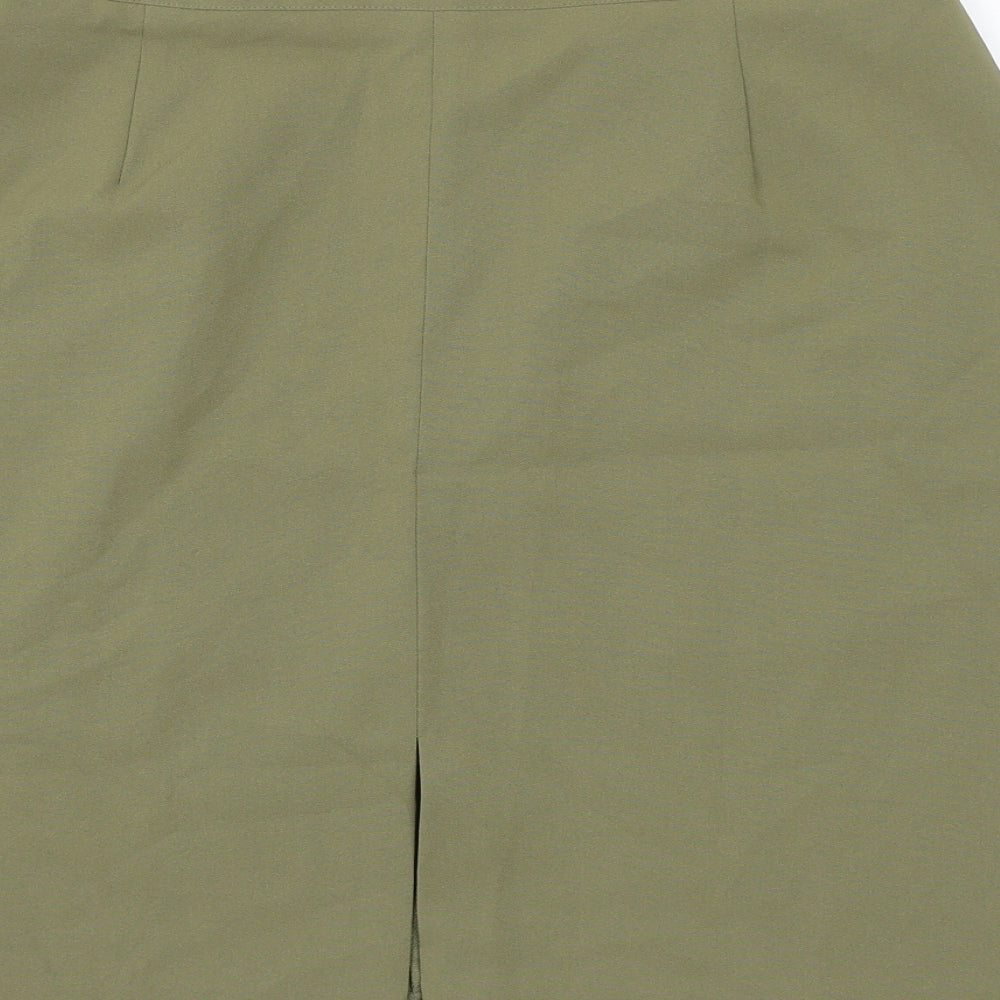 Preworn Womens Green Polyester Mini Skirt Size 18 Zip