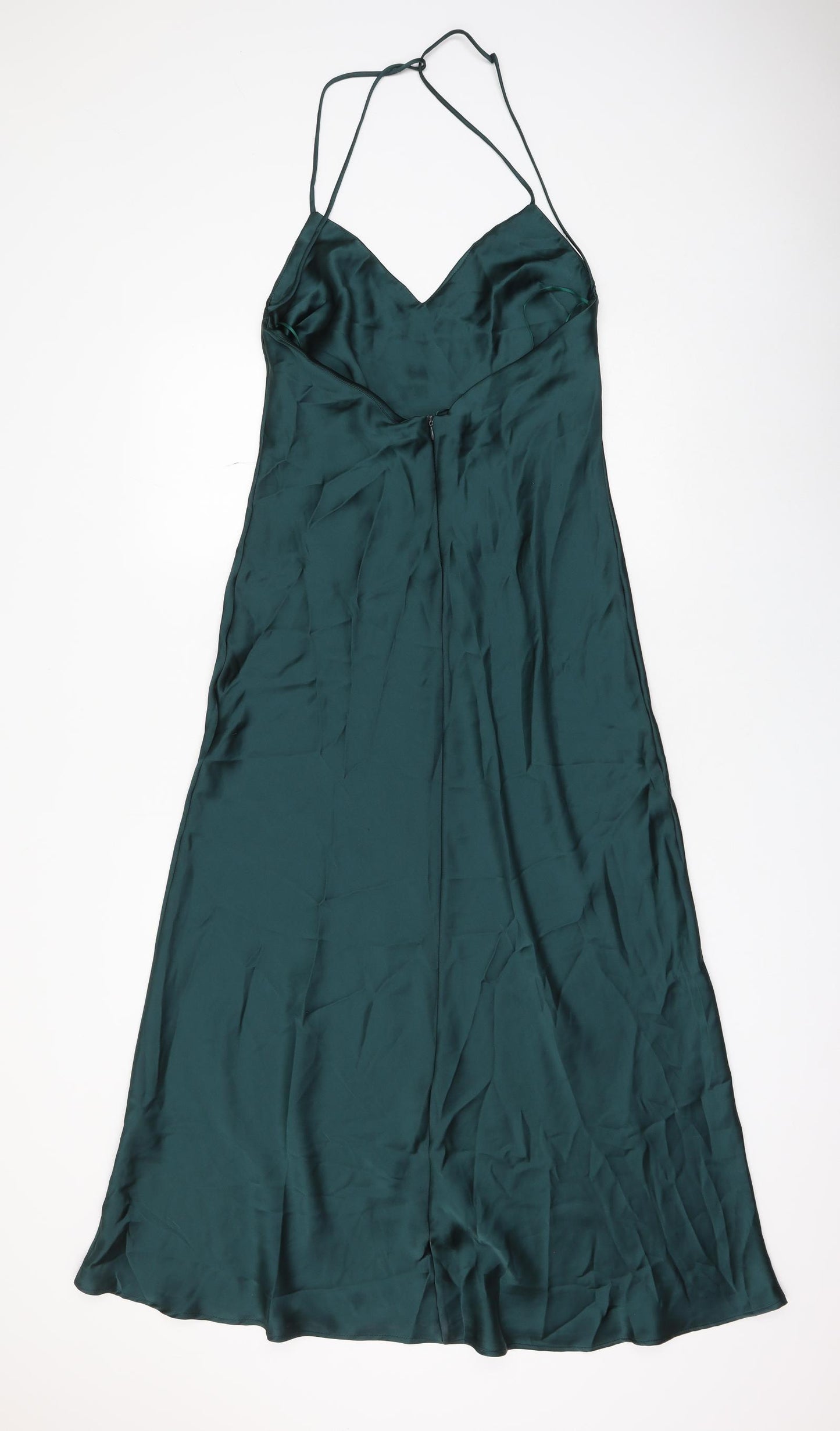 Zara Womens Green Polyester Tank Dress Size M V-Neck Pullover