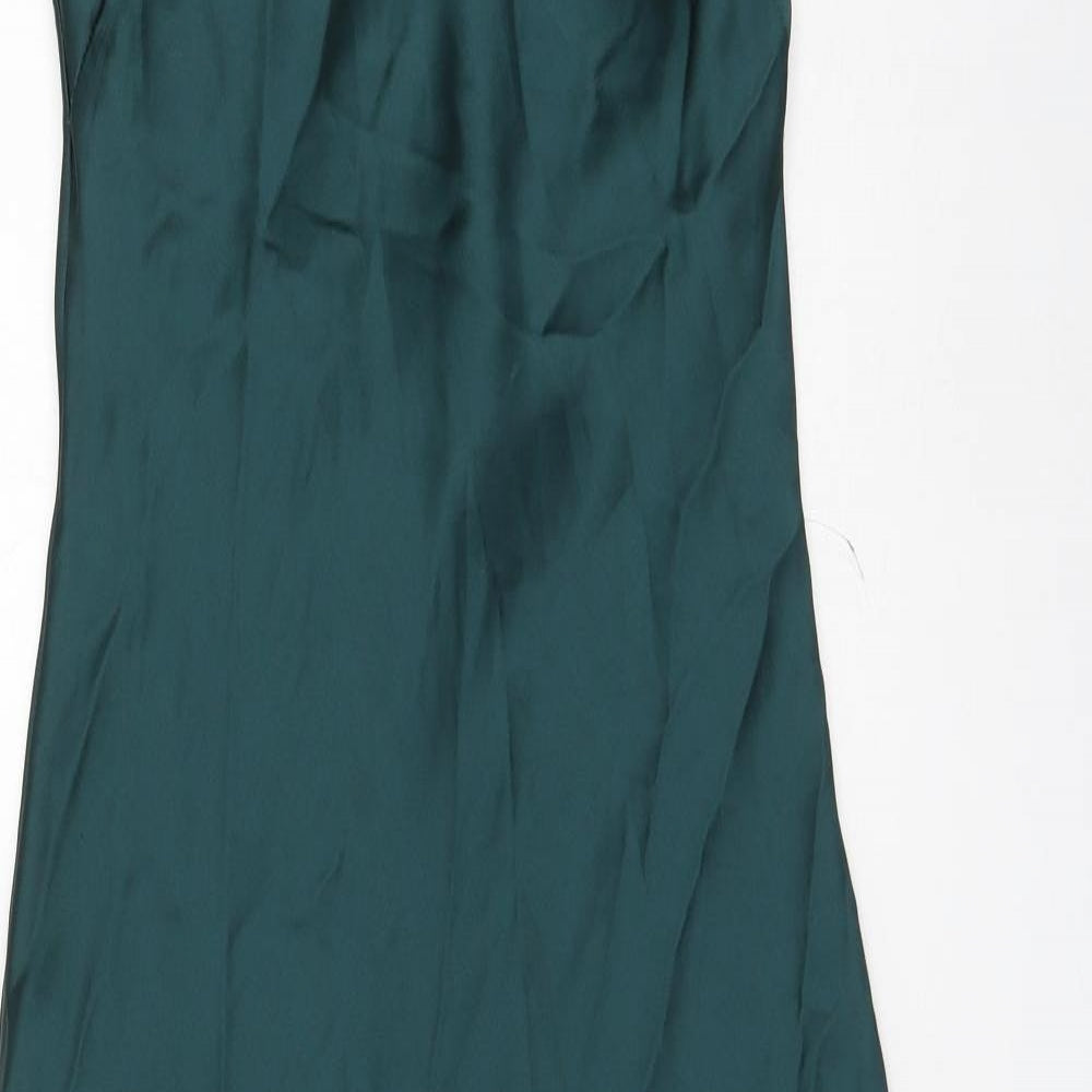 Zara Womens Green Polyester Tank Dress Size M V-Neck Pullover