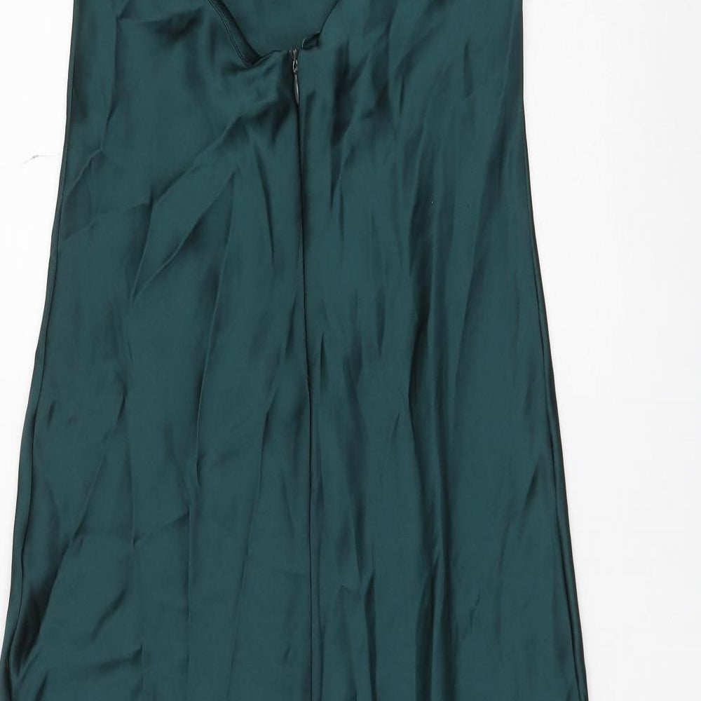 Zara Womens Green Polyester Tank Dress Size M V-Neck Pullover
