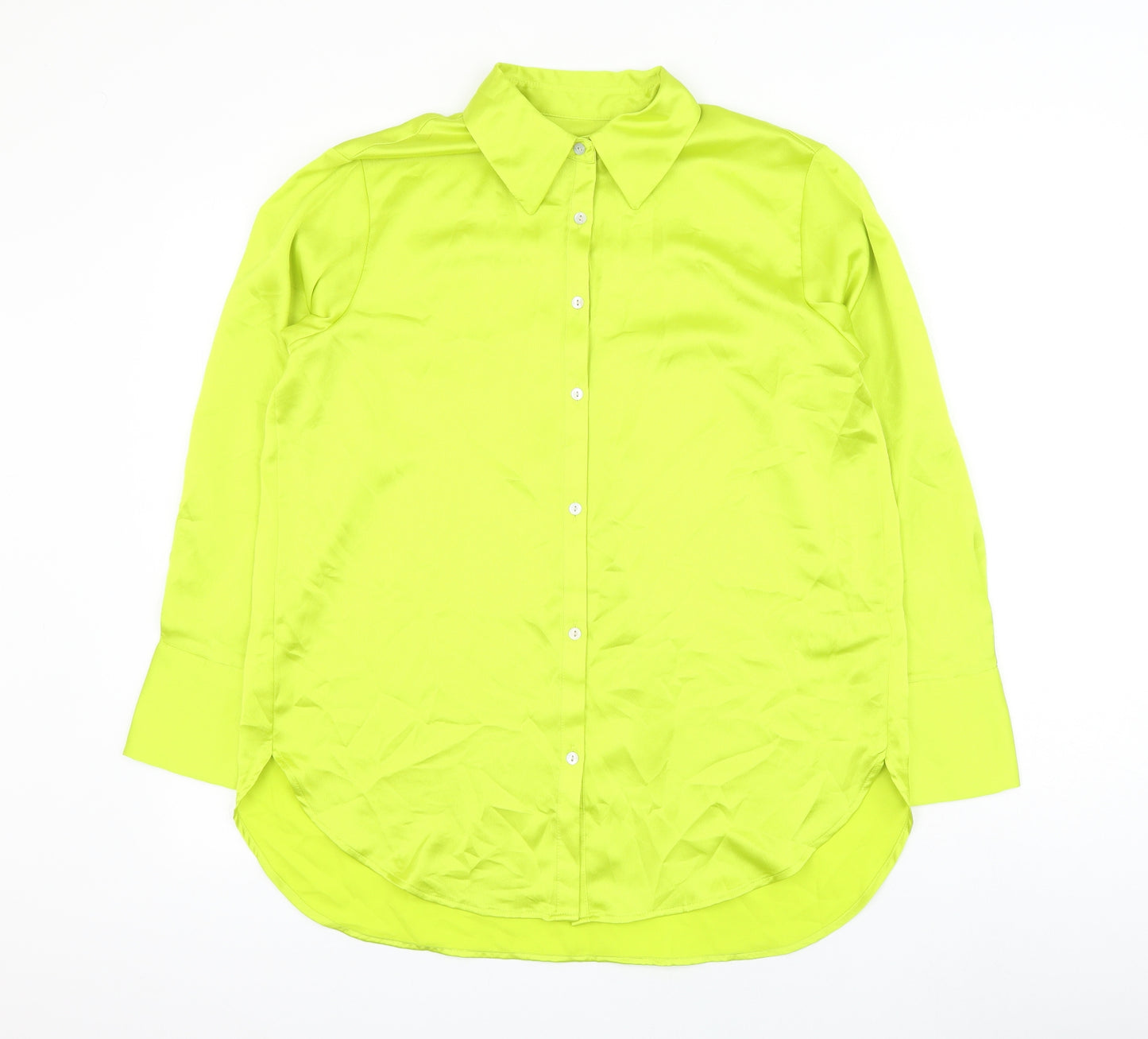 Marks and Spencer Womens Yellow Polyester Basic Button-Up Size 8 Collared