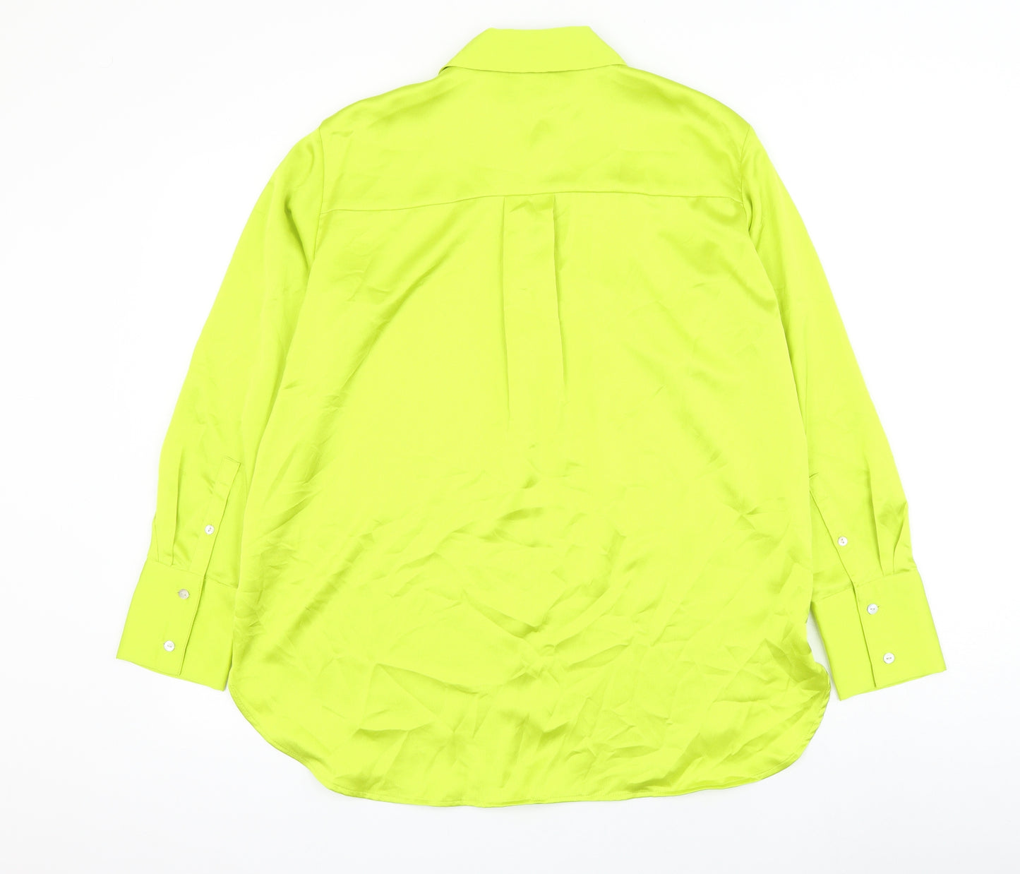 Marks and Spencer Womens Yellow Polyester Basic Button-Up Size 8 Collared