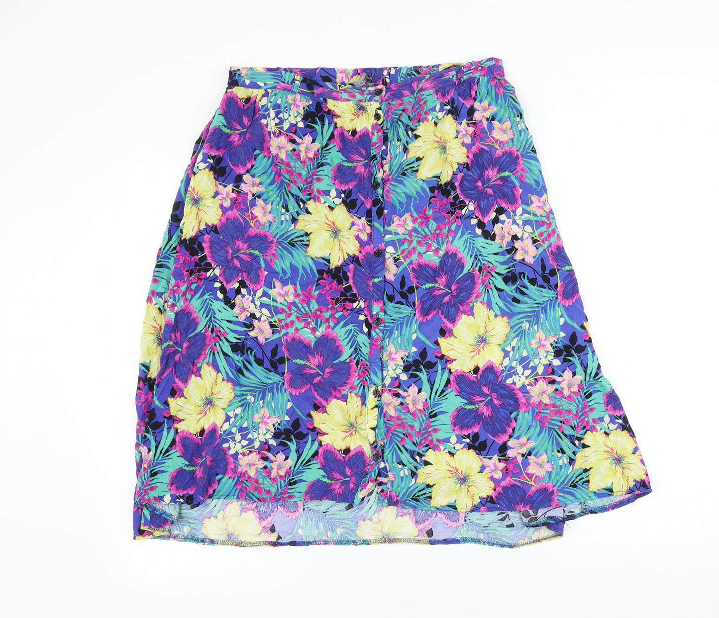 Atmosphere Womens Multicoloured Floral Viscose Flare Skirt Size 14 Button