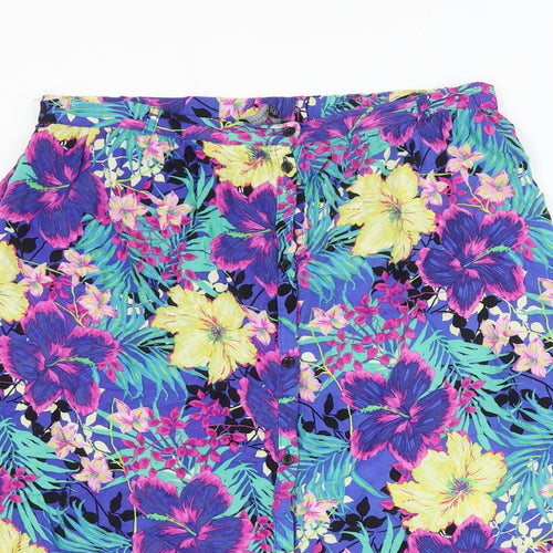 Atmosphere Womens Multicoloured Floral Viscose Flare Skirt Size 14 Button