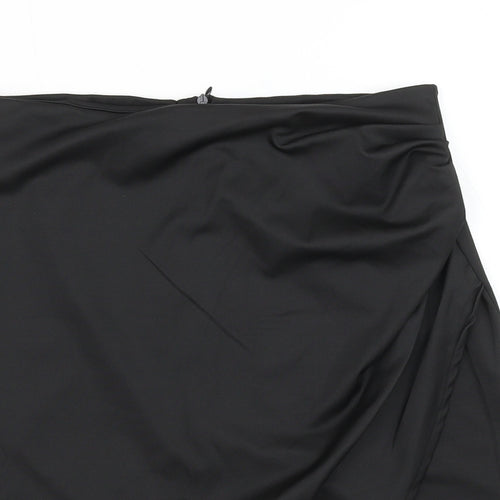 Preworn Womens Black Polyester Mini Skirt Size 30 in Zip - Ruched