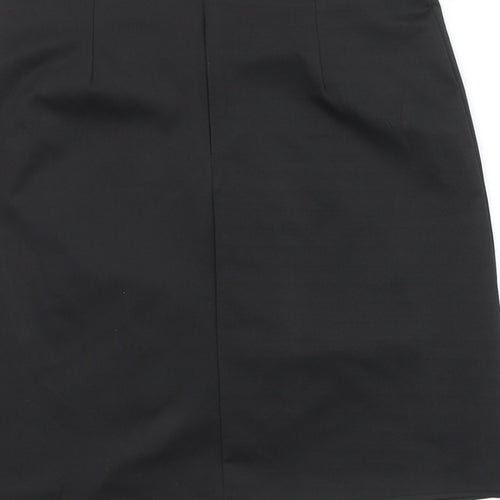 Preworn Womens Black Polyester Mini Skirt Size 30 in Zip - Ruched