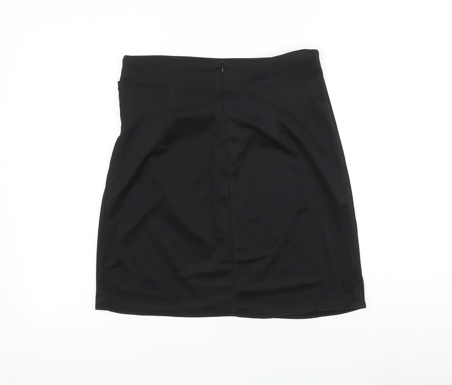 Preworn Womens Black Polyester Mini Skirt Size 30 in Zip - Ruched