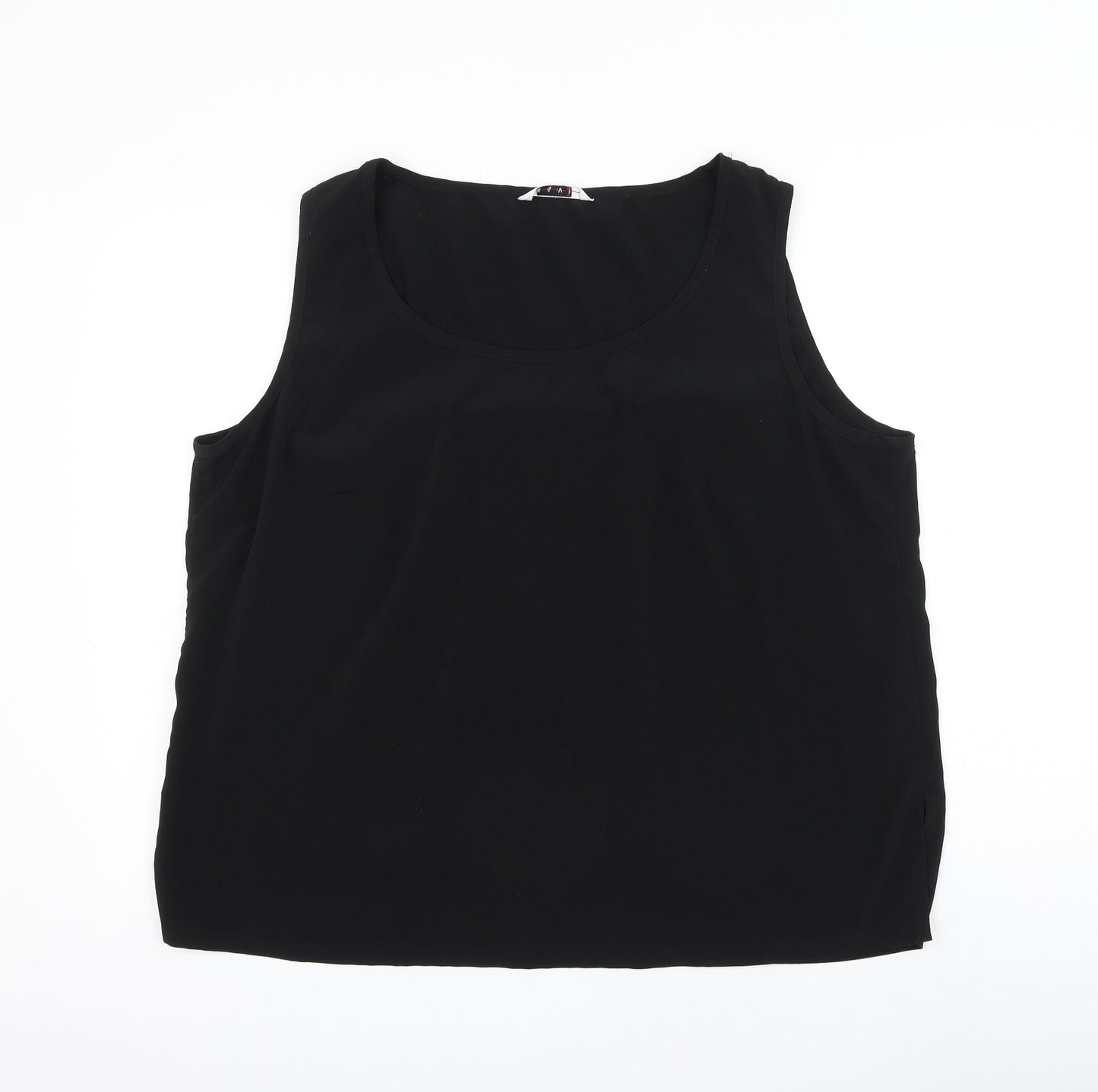 ELVI Womens Black Polyester Basic Blouse Size 22 Round Neck