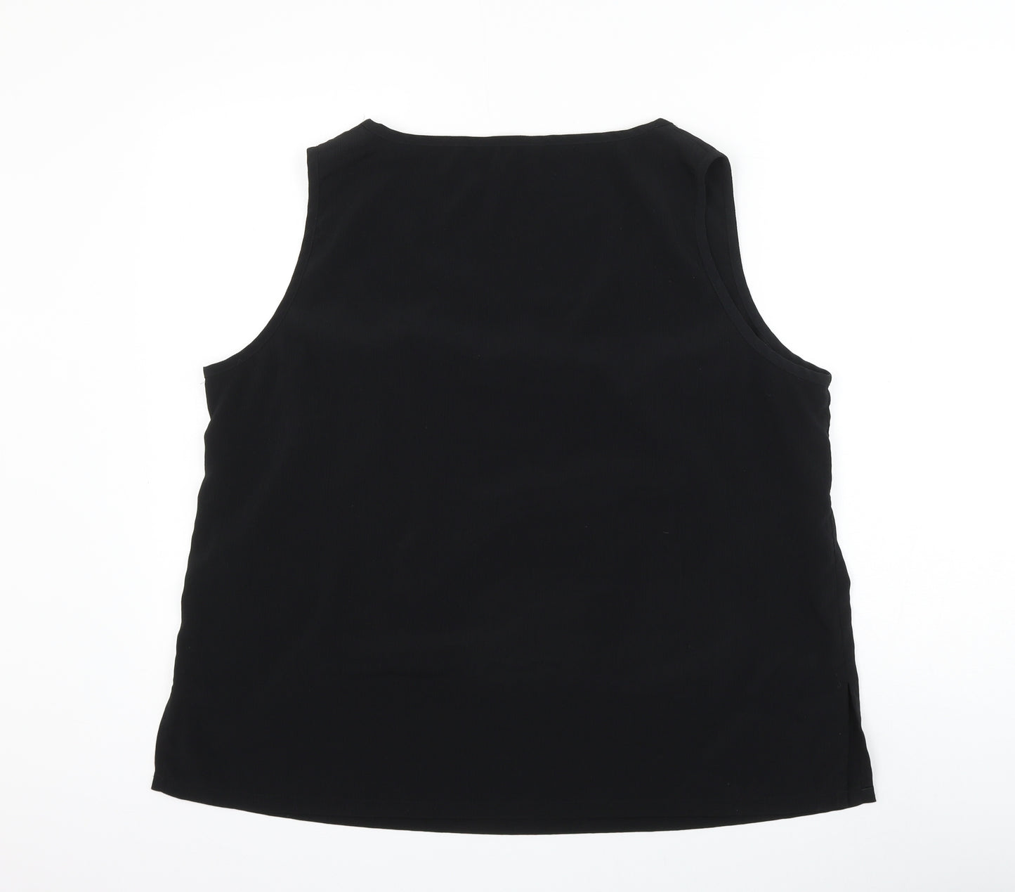 ELVI Womens Black Polyester Basic Blouse Size 22 Round Neck