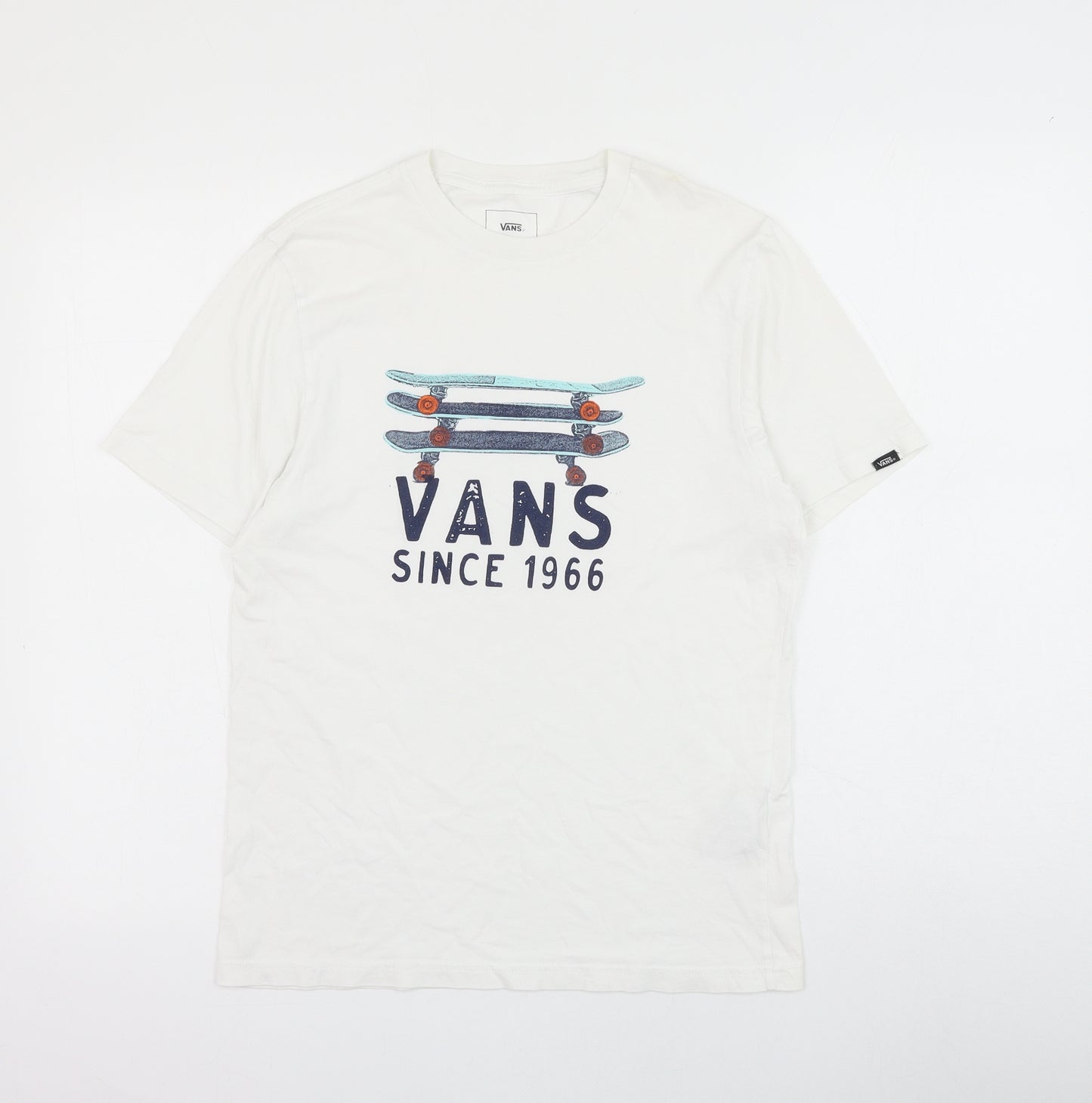 VANS Womens White Cotton Basic T-Shirt Size XL Round Neck