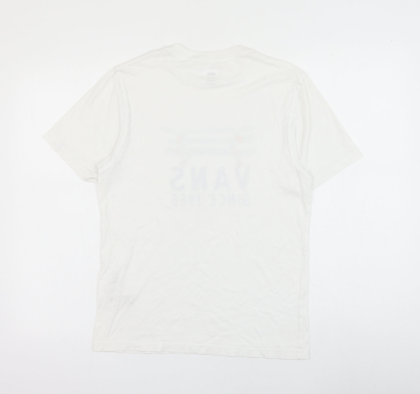 VANS Womens White Cotton Basic T-Shirt Size XL Round Neck