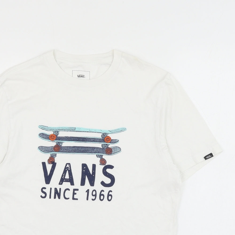 VANS Womens White Cotton Basic T-Shirt Size XL Round Neck
