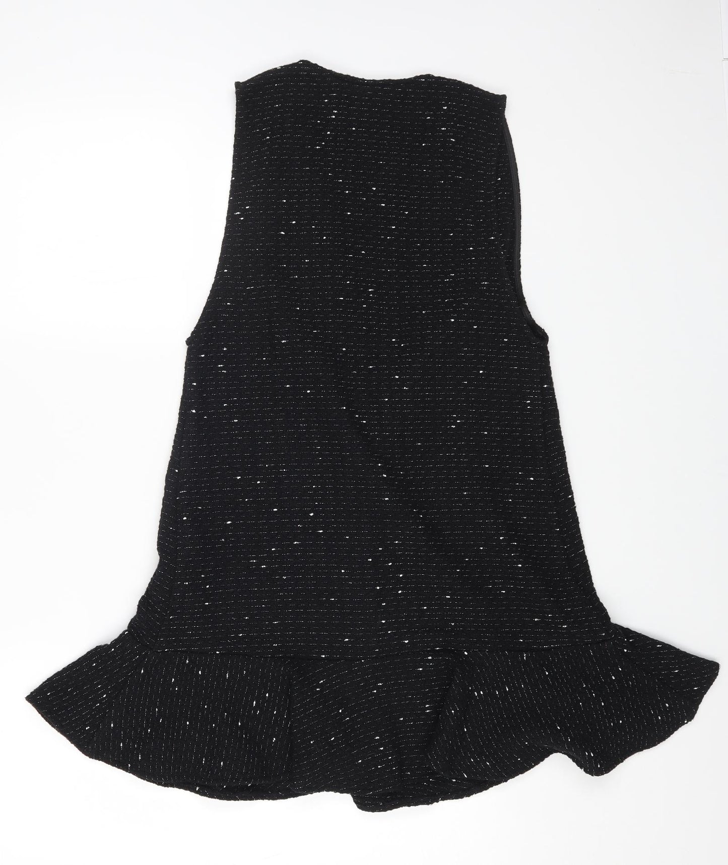 Zara Womens Black Cotton Pinafore/Dungaree Dress Size S V-Neck Button