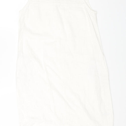 NEXT Womens White Viscose A-Line Size 8 Round Neck Button