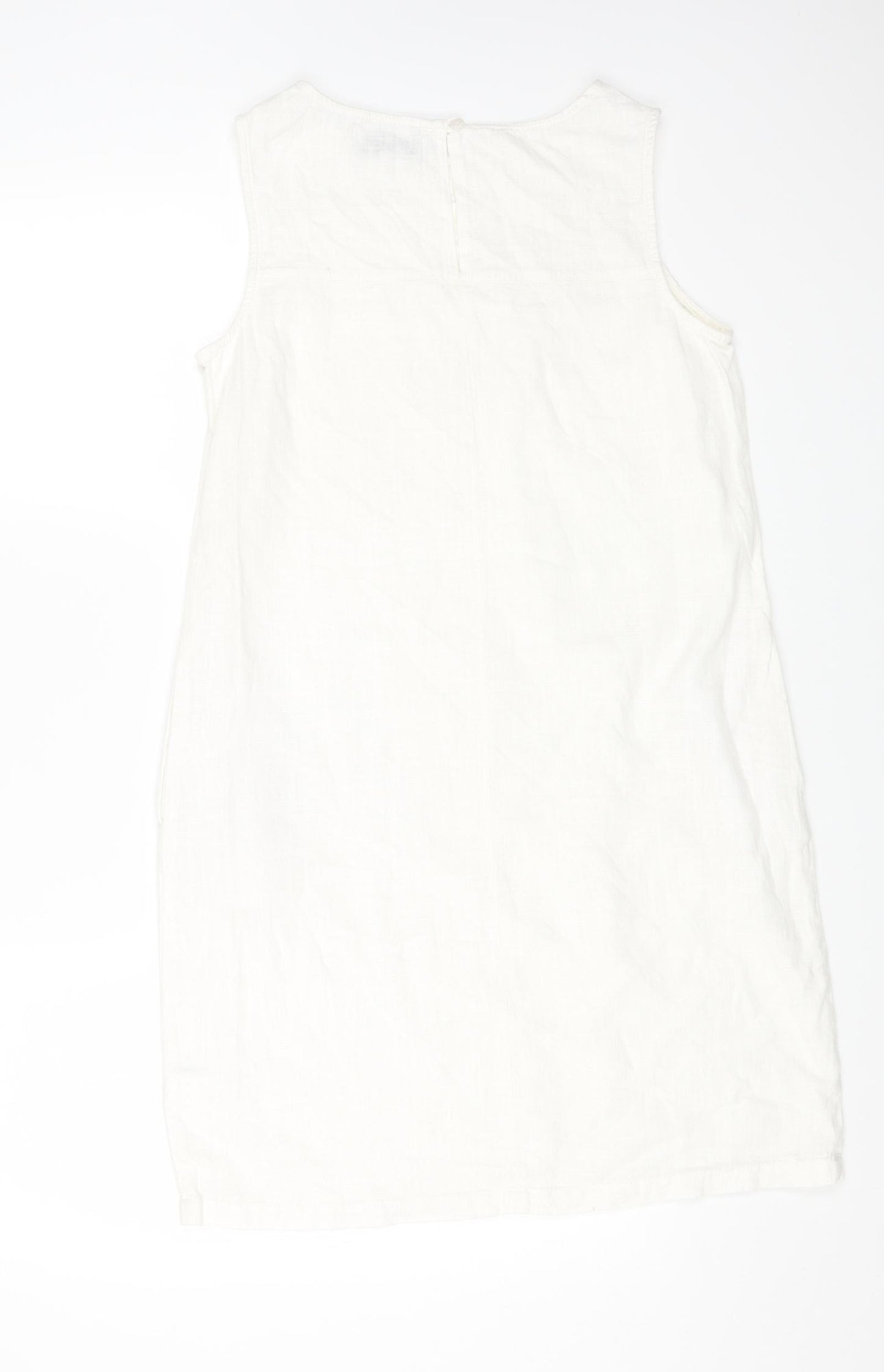 NEXT Womens White Viscose A-Line Size 8 Round Neck Button