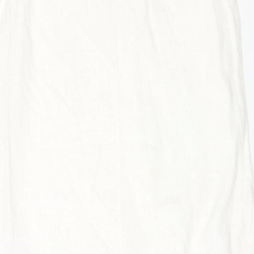 NEXT Womens White Viscose A-Line Size 8 Round Neck Button