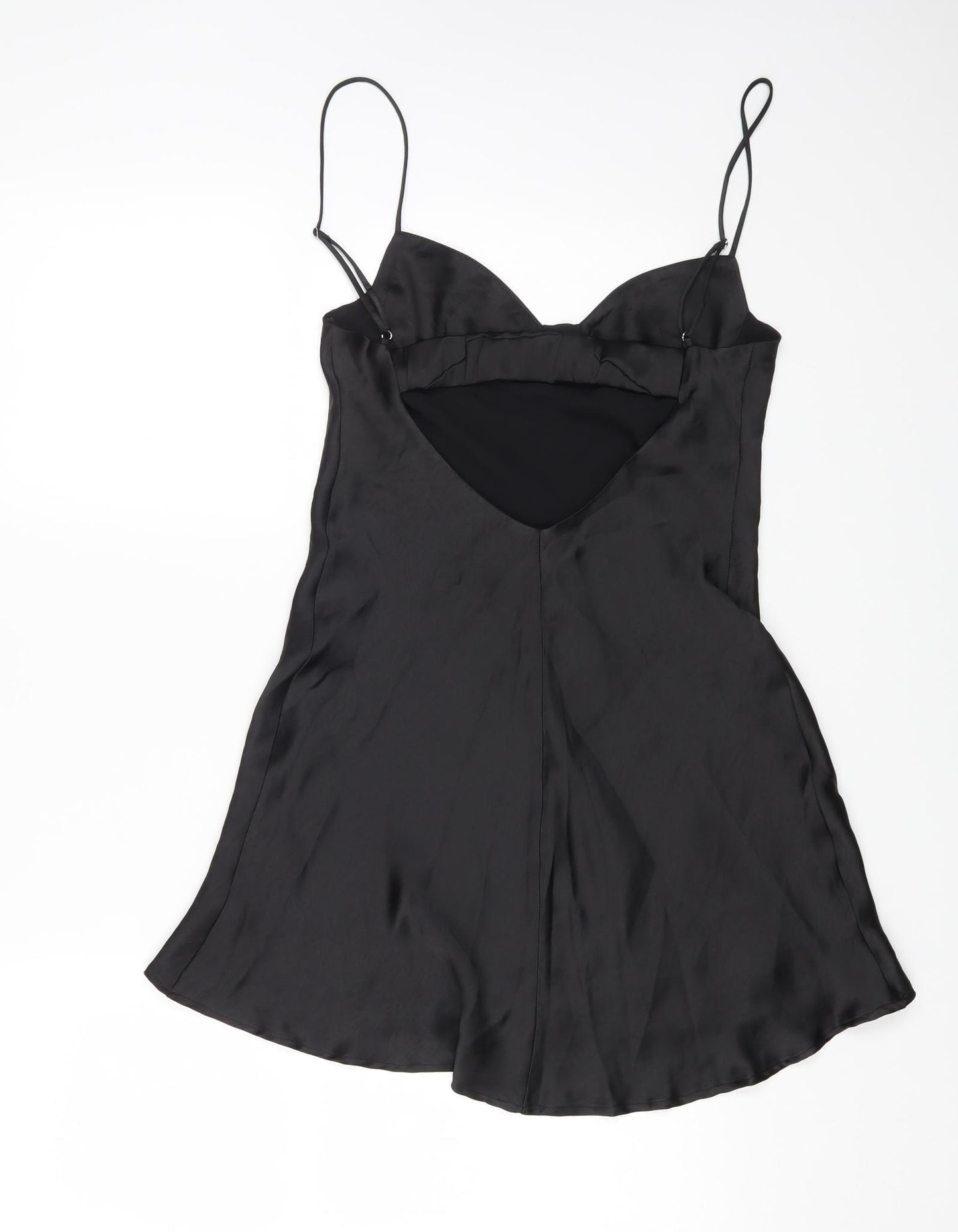 Zara Womens Black Polyester Slip Dress Size S Sweetheart Pullover