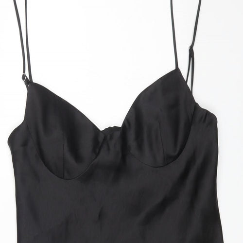 Zara Womens Black Polyester Slip Dress Size S Sweetheart Pullover
