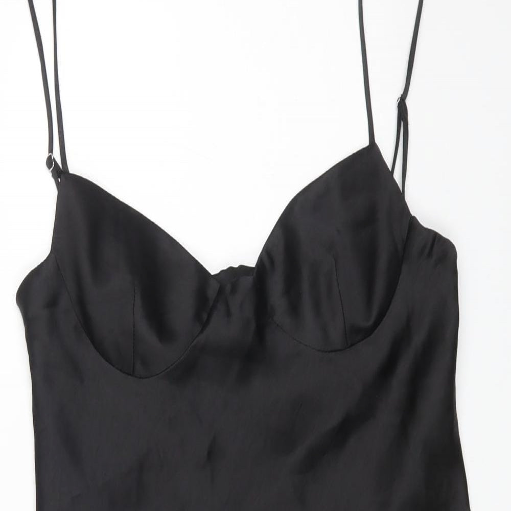 Zara Womens Black Polyester Slip Dress Size S Sweetheart Pullover