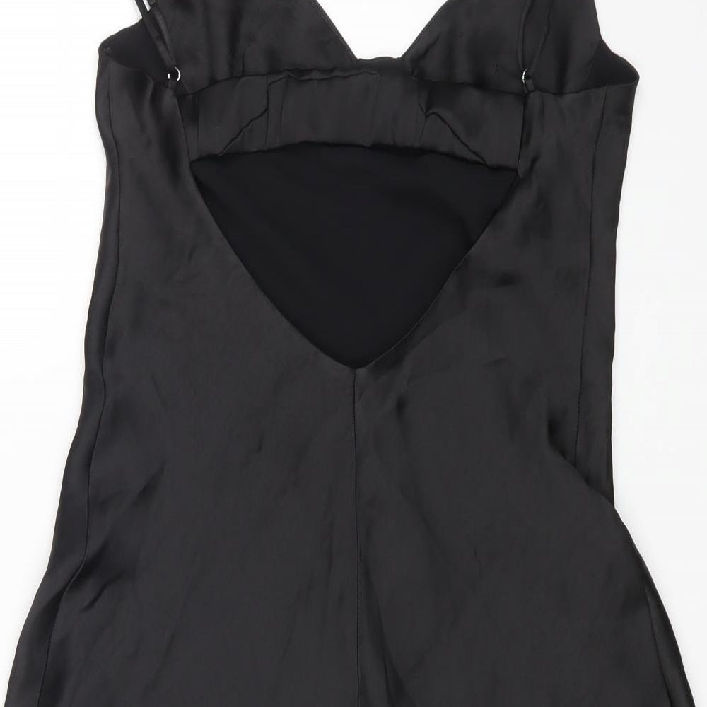 Zara Womens Black Polyester Slip Dress Size S Sweetheart Pullover