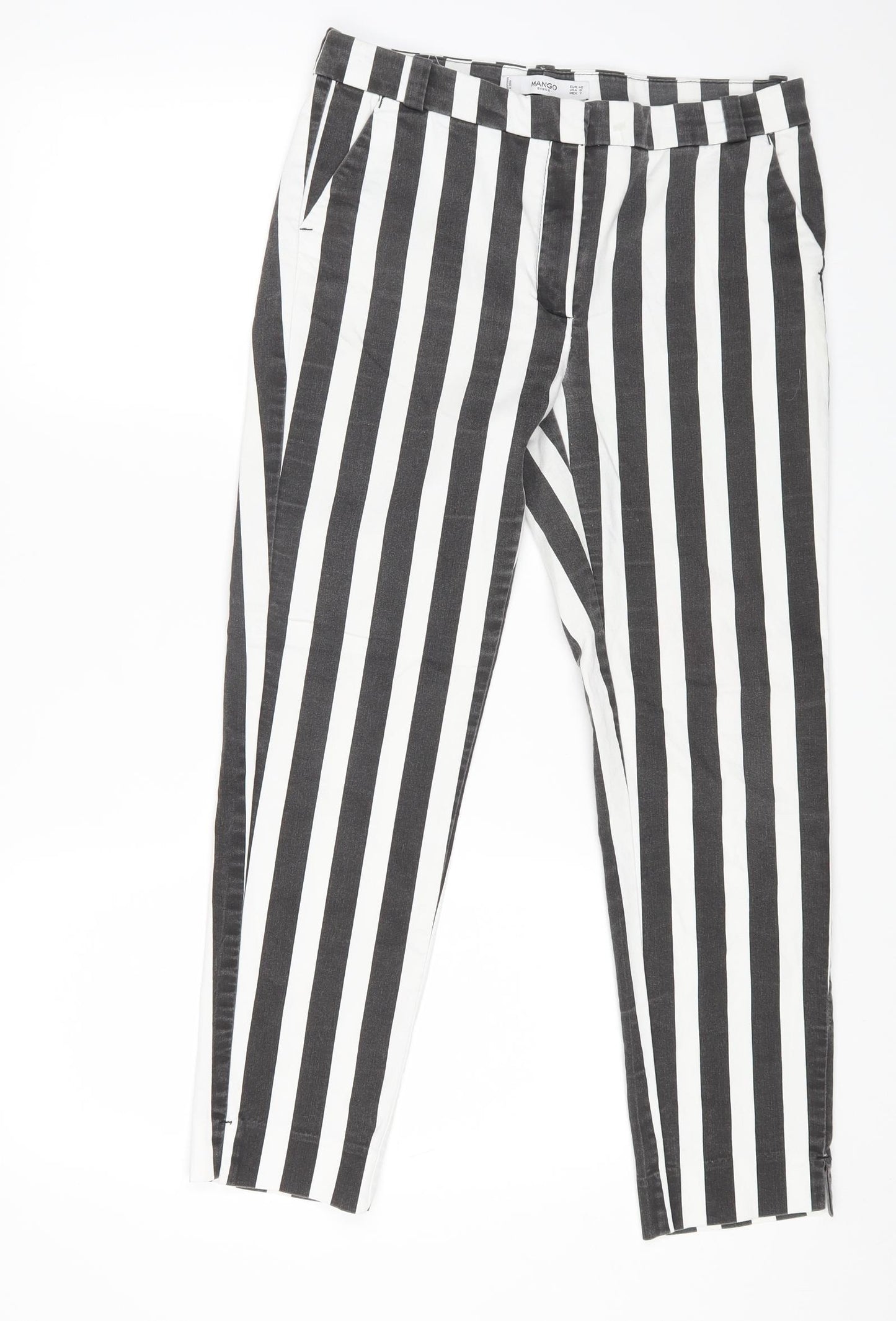Mango Womens Multicoloured Striped Cotton Jegging Jeans Size 12 L24 in Regular Zip